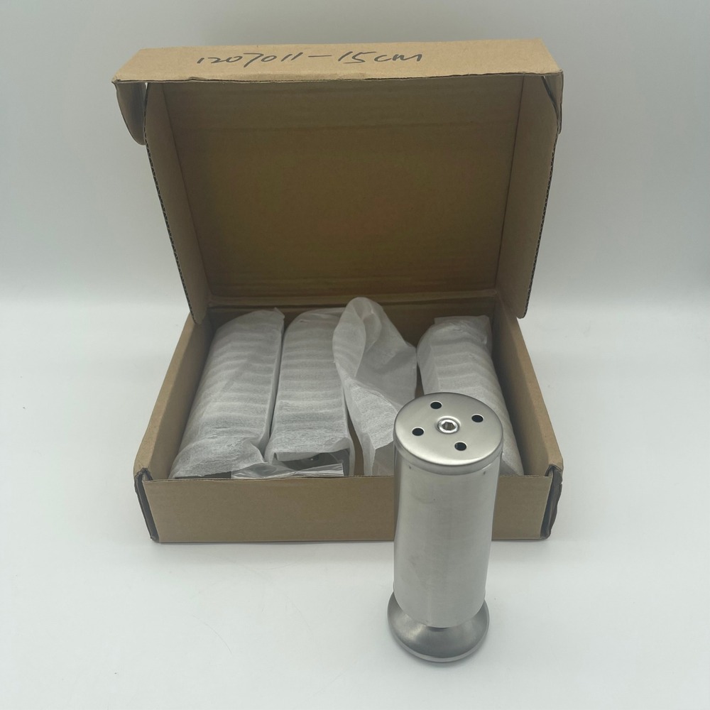 Set of 4 Stainless Steel Furniture Legs 15cm Brushed Silver Cabinet Sofa Feet